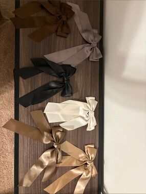 Amazon Satin Ribbon Bow Set - Black, Cream, Brown, Tan